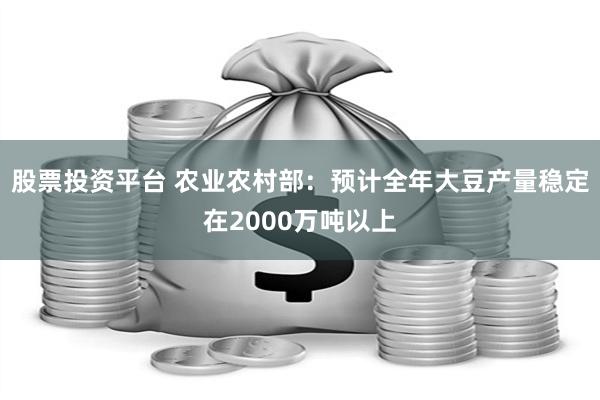 股票投资平台 农业农村部：预计全年大豆产量稳定在2000万吨以上