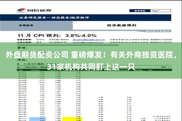 外盘期货配资公司 重磅爆发！有关外商独资医院，31家机构共同盯上这一只